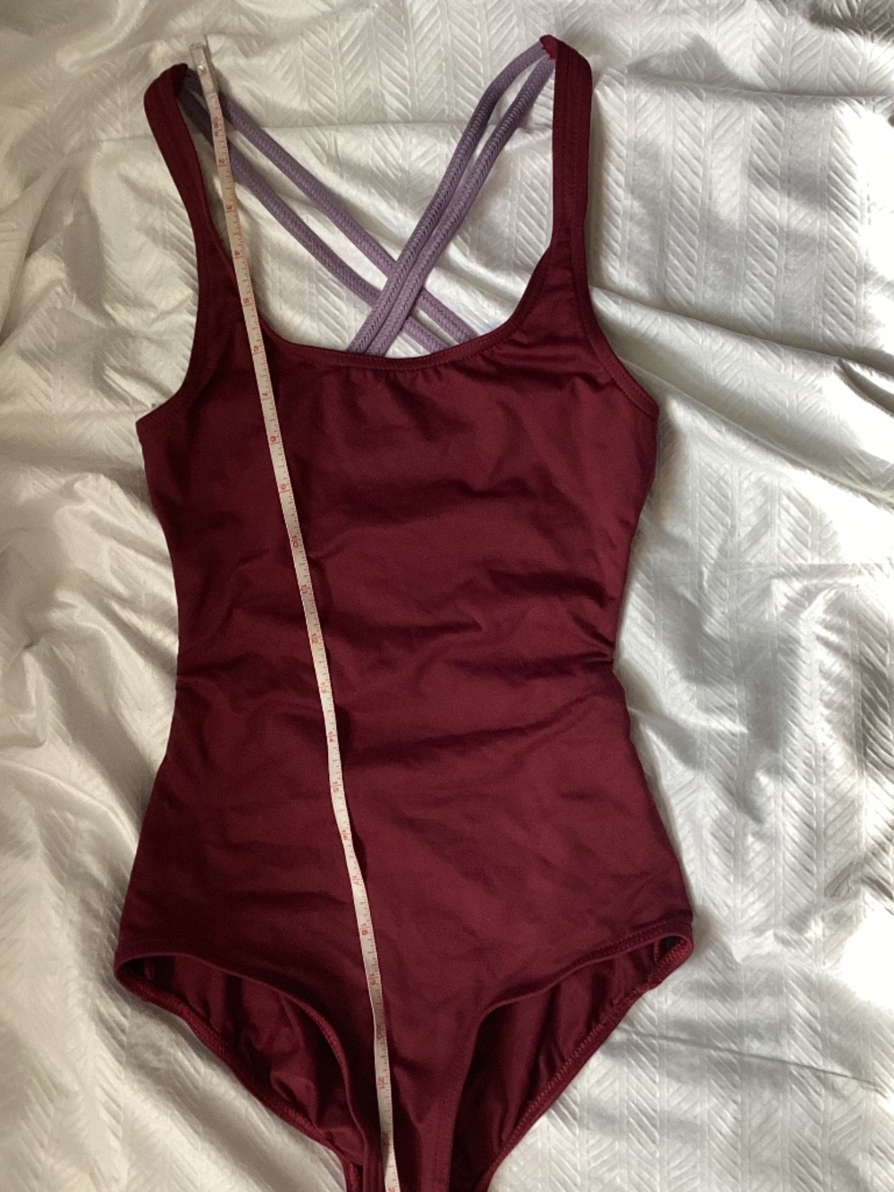 Harmonie Bodywear Cami Dance Leotard Burgundy w/ Pink Purple strappy back XS NEW - Picture 5 of 8